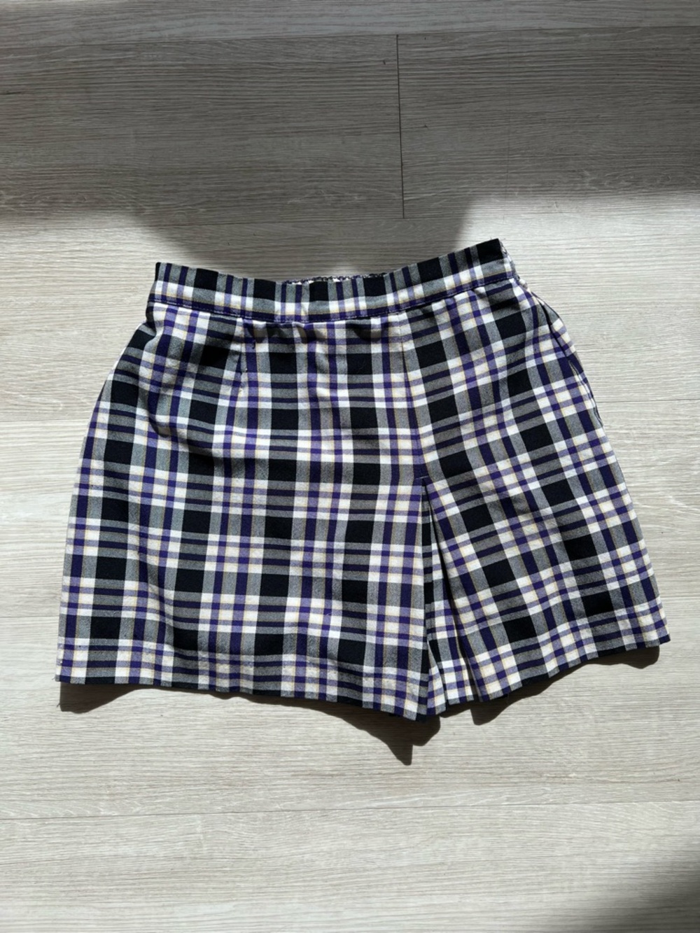 Plaid Mini Skort in Black, White & Purple XS